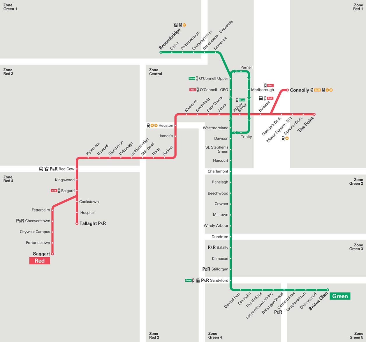 Map of routes and destinations